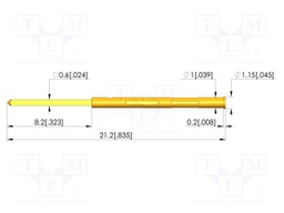Test probe socket; gold-plated; KS-079; 21.2mm; test needles