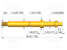 Test needle; Spring compression: 4mm; 5mm; 5A; CuBe; gold-plated