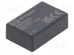 Isolated Board Mount DC/DC Converter, 2:1 Input, ITE, 1 Output, 3 W, 9 V, 333 mA