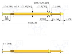 Test needle; Spring compression: 4.4mm; 5mm; 5A; CuBe; gold-plated