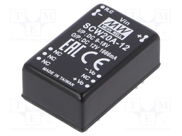 Converter: DC/DC; 20W; Uin: 9÷18V; 12VDC; Iout: 1666mA; DIP24; 18.5g