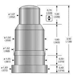 Test needle; Operational spring compression: 0.7mm; 1A; Ø: 1.07mm