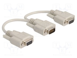 Splitter; VGA female x2,VGA male; 0.2m; grey; 28AWG; grey