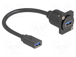 Cable; connection 1: 1; USB A socket,both sides; 0.2m; black
