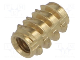 Threaded insert; brass; M3; BN: 37879; L: 8mm; FOAMSERT®