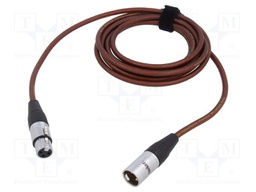 Cable; XLR male 3pin,XLR female 3pin; 3m; brown; 0.25mm2; Cores: 2