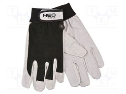Protective gloves; Size: 8; black-white; natural leather
