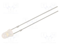 LED; 3mm; white warm; 750÷1120mcd; 40°; Front: convex; 2.9÷3.4V