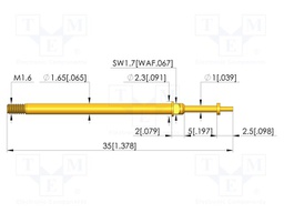 Test needle; Spring compression: 4mm; 5mm; 5A; CuBe; gold-plated