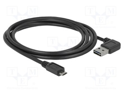Cable; USB 2.0; gold-plated; 2m; black; 24AWG,28AWG; 480Mbps