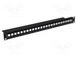 Patch panel; black; Number of ports: 24; rack 19"; RACK; Height: 1U