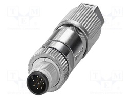 Connector: M12; plug; PIN: 8; 30V; straight; IP65; IDC; Contacts: CuSn