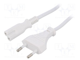 Cable; CEE 7/16 (C) plug,IEC C7 female; 5m; Sockets: 1; white; PVC