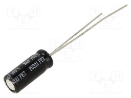 Capacitor: electrolytic; THT; 22uF; 50VDC; Ø5x12mm; ±20%; -40÷105°C