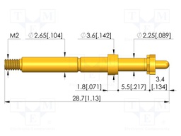 Test needle; Spring compression: 4mm; 5mm; 8A; CuBe; gold-plated