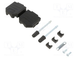 D Sub Backshell, UNC 4-40, DE, 180°, Nylon (Polyamide) Body