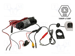Rear view camera; 150°; white; 12VDC,24VDC; Kit: camera; screw