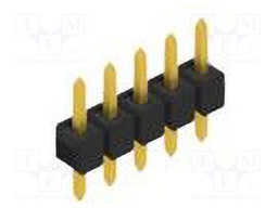 Connector: pin strips; pin header; male; PIN: 5; 2.54mm; THT; 1x5