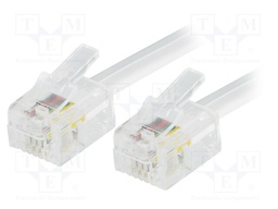 Cable: telephone; RJ11 plug,both sides; 7m; white