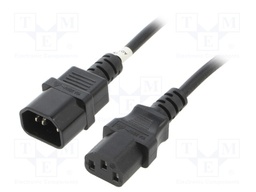 Cable; IEC C13 female,IEC C14 male; PVC; 0.5m; black; 10A; 250V