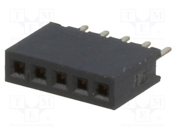 Socket; pin strips; female; PIN: 5; straight; 1.27mm; THT; 1x5; 1A