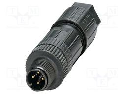 Connector: M12; plug; PIN: 4; 250V; straight; IP65; push-lock; A code
