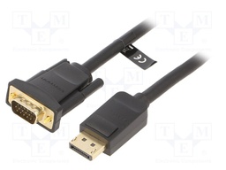 Cable; D-Sub 15pin HD plug,DisplayPort plug; 5m; black; 30AWG