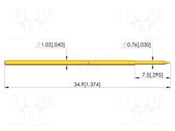 Test needle; Spring compression: 5.5mm; 7.5mm; 2A; CuBe; Ø: 0.8mm