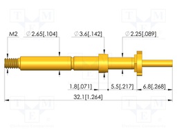 Test needle; Spring compression: 4mm; 5mm; 8A; CuBe; gold-plated