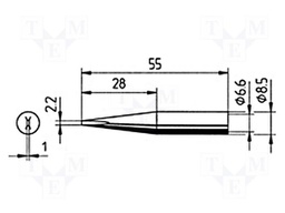 Tip; narrow spade; 2.2mm