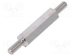 Screwed spacer sleeve; 20mm; Ext.thread: M3; hexagonal; brass