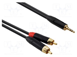 Cable; Jack 3.5mm plug,RCA plug x2; 10m; black; PVC