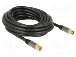 Cable; 5m; coaxial 9.5mm socket,coaxial 9.5mm plug; black; 75Ω