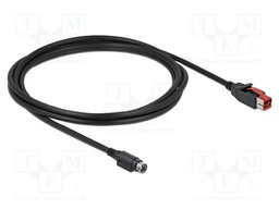 Cable; DIN mini 3pin plug,PoweredUSB plug; 2m; black; 22AWG; 24V