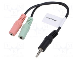 Cable; Jack 3.5mm 3pin socket x2,Jack 3,5mm 4pin plug; 0.2m