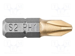 Screwdriver bit; Phillips; PH1; 1/4"; Overall len: 25mm; 2pcs.