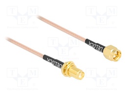 Cable; 750mm; SMA male,SMA female; transparent; Øcable: 2.5mm; 50Ω