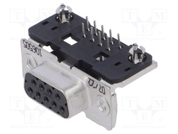 D-Sub; PIN: 9; socket; female; PCB snap; angled 90°; THT; UNC4-40