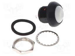 Switch: push-button; Pos: 2; SPST; 0.1A/50VDC; 0.125A/125VAC; white