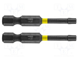 Kit: screwdriver bits; Torx®; 50mm; TX20; impact; 2pcs.