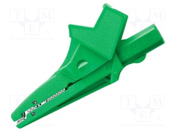 Crocodile clip; 36A; green; Grip capac: max.32mm; Socket size: 4mm