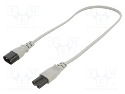 Cable; 2x0.75mm2; IEC C7 female,IEC C8 male; PVC; 0.5m; grey; 2.5A