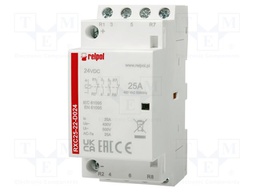 Contactor: 2-pole installation; 25A; 24VDC; NC x2 + NO x2; IP20
