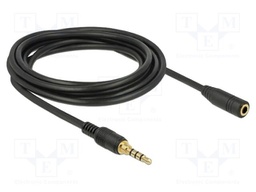 Cable; Jack 3.5mm 3pin socket,Jack 3,5mm 4pin plug; 3m; black