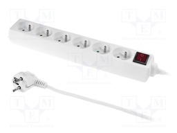 Mains; Schuko; Sockets: 6; CEE 7/5 (E) socket,CEE 7/7 (E/F) plug