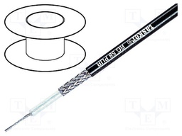 Wire: coaxial; RG58; 1x50Ω; stranded; OFC; PUR; black; 100m