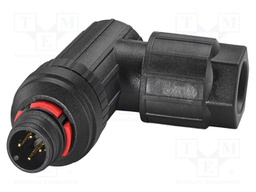 Connector: M12; plug; PIN: 4; 250V; angled; IP65; push-lock; A code
