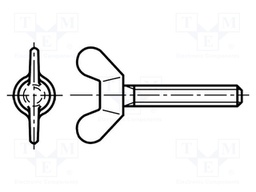 Screw; M6x10; Head: wing; polyamide; DIN: 316