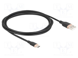 Cable; USB 2.0; USB A plug,USB C plug; gold-plated; 2.5m; black