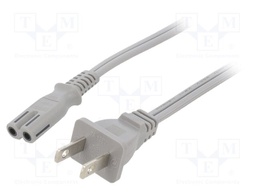 Cable; IEC C7 female,NEMA 1-15 (A) plug; PVC; 1.8m; grey; 2x18AWG